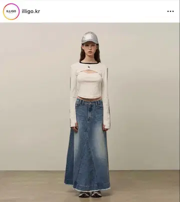 ILLIGO - IG 컷 아웃 롱 슬리브 ( 화이트 )