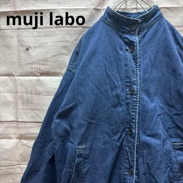 muji labo 데님 스탠드 카라 코트 스트레치 무인양품 M-L