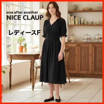 A4662 새상품 NICE CLAUP*반팔 원피스*무릎 기장*F*블랙