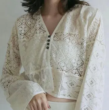 anuke 패치워크 레이스 가디건 아이보리