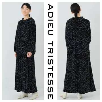 상하의 아듀 트리스트 수입 도트 프린트 블라우스 와이드 팬츠