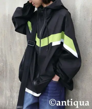 antiqua 배색 나일론 후드티