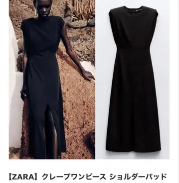 [ 새상품 ] ZARA 크레이프 원피스 롱 블랙 앞 슬릿