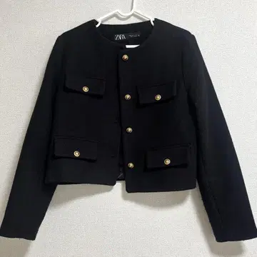 [ 익명 배송 ] ZARA 골드 버튼 블랙 노카라 자켓 M