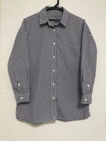 SHIPS Days 화이트X네이비 깅엄 셔츠 사이즈 M/L 코튼100