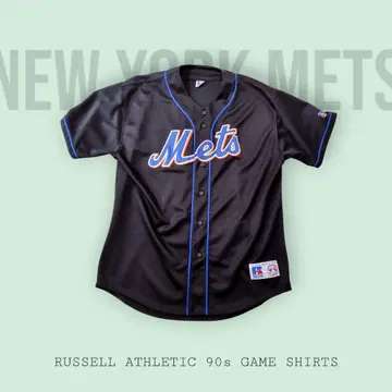 [ 레어 ] MLB 메츠 Mets 블랙 베이스볼 셔츠 빈티지 블랙