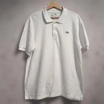 프랑스제 80s-90s LACOSTE 화이트 피케 셔츠 사이즈 5