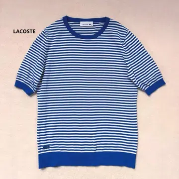 [새상품급] LACOSTE 정가 1만 2천원 보더 반팔 니트 티셔츠 블루