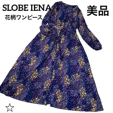 [ SLOBE IENA ] 멀티 플라워 프린트 롱 원피스 꽃무늬 네이비