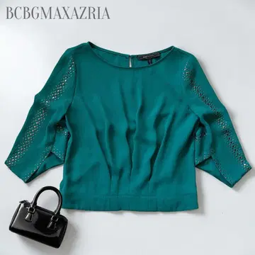 BCBGMAXAZRIA 맥스아즈리아 스터드 블라우스 그린 XS 7부 소매