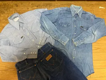 70s 빈티지 wrangler 13mwz 데님 셔츠, 샴브레이