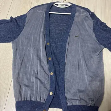 Lacoste 버튼 가디건 그레이/네이비