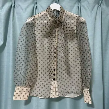 ZARA 오간자 도트 무늬 보타이 블라우스