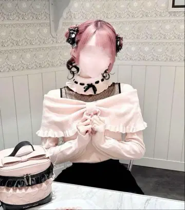 허니뮤우 도트튤 어깨트임 프릴 상의 핑크 HONEY MEW