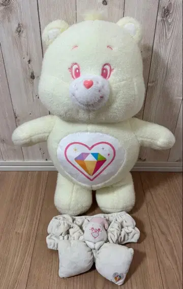 케어베어 양모 펠트풍 BIG 봉제 인형 헤어밴드 스파클 하트 베어