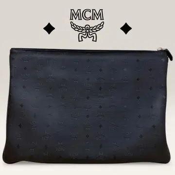 고품질 MCM MCM 스터드 클러치백 가죽 블랙 A4 가능