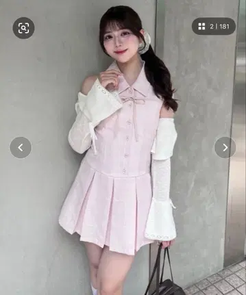 OLIVE des OLIVE 슬리브리스 셔츠 미니 원피스 핑크