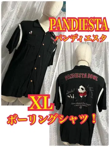 PANDIESTA JAPAN 볼링 셔츠 블랙 자수 로고 XL