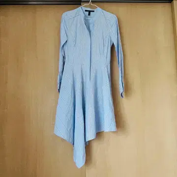 BCBG MAXAZRIA 스트라이프 셔츠 원피스 비대칭 블루