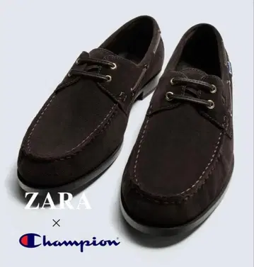 ZARA x Champion 스웨이드 데크 슈즈 다크 브라운