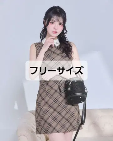 미셸 마카롱 체크 미니 원피스 프리 사이즈