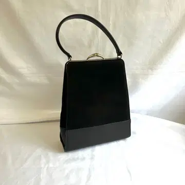미형 멜로즈 가마구치 핸드백 스웨이드 가죽 블랙 포멀