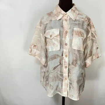 ZIMMERMANN 지머만 린넨 셔츠 반팔 보태니컬 무늬 하와이안