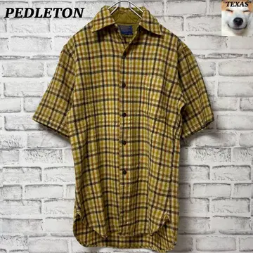 PENDLETON 60s 빈티지 체크 무늬 반팔 퓨어 울 셔츠