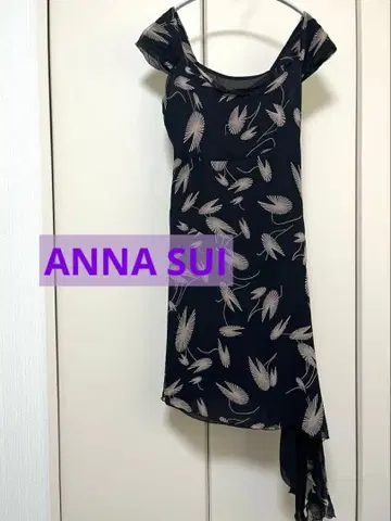ANNA SUI 슬리브리스 보태니컬 무늬 튤 드레스
