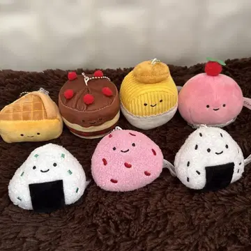 [ 미사용 ] 닛코리노 케이크 봉제 인형 & 주먹밥 봉제 인형 7개 세트