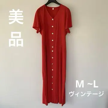 봄/여름 SALE 쉘 버튼 프렌치 슬리브 롱 원피스 빈티지 L