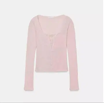 ZARA 레이스 탑 대비 자켓 핑크마르