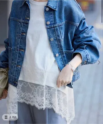 레이스 콤비 티셔츠 화이트 SLOBE 슬로브 이에나