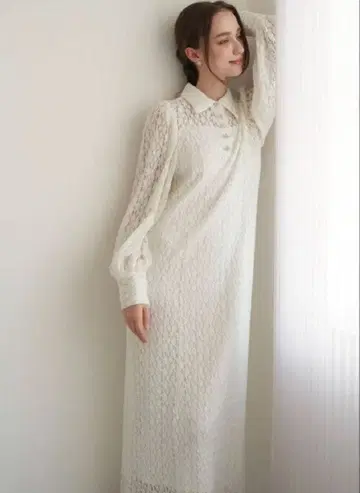 Acka. shirt detail lace one-piece