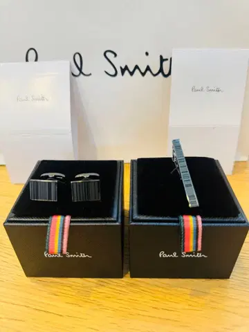[ 미사용 ] Paul Smith 커프스&타이바 섀도우 스트라이프 세트