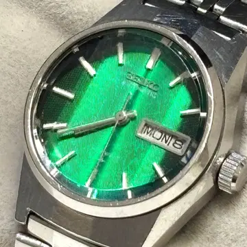 작동 SEIKO 오토매틱 시계 그린 다이얼 2206-0720