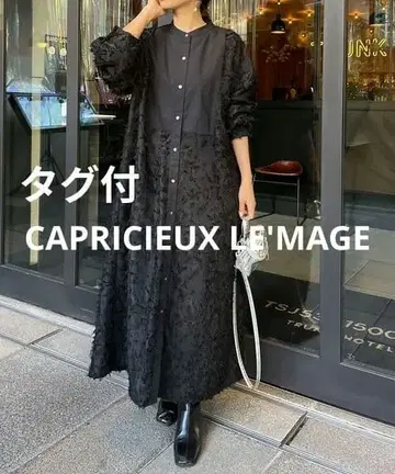 택 포함 새상품 카프리슈 레마쥬 프린지 자카드 원피스 블랙 F