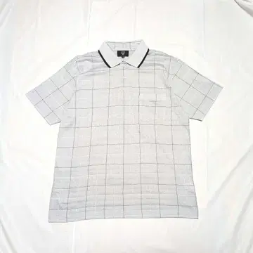 [ MCM ] 00s 로고 자수 체크 무늬 피케 셔츠 그레이