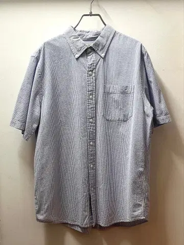 00s L.L Bean 핀스트라이프 시어서커 반팔 셔츠 L