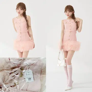 Darich 다리치 썸머 트위드 볼륨 튤 미니 원피스 F