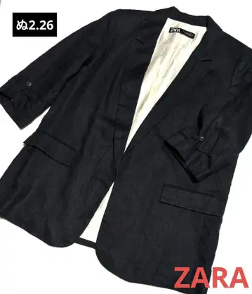 [ ZARA ] XL 네이비 계열 색감 마 혼방 캐주얼 자켓