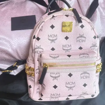 할인 가능 MCM 백팩 핑크 스터드