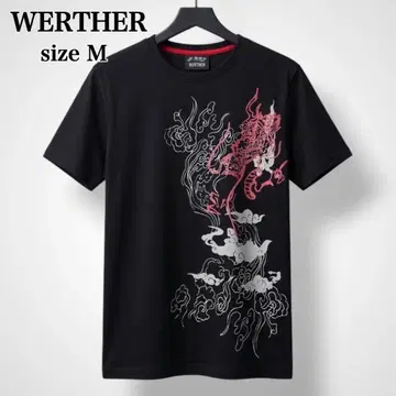[ WERTHER ] 코튼 용운 빅 프린트 일본풍 패턴 반팔 T셔츠