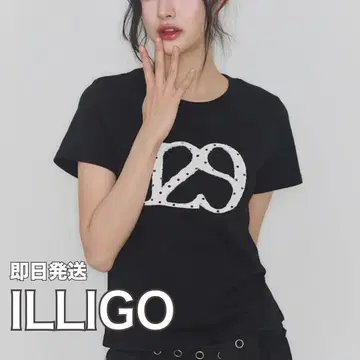 ILLIGO 129 로고 패치 T셔츠 블랙 도트