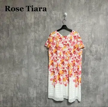 Rose Tiara 섀도우 체크 수채화 프린트 원피스 40