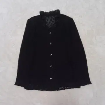 블랙 프릴 시스루 도트 긴팔 셔츠 블라우스 엘레강트 지뢰계 구제 의류