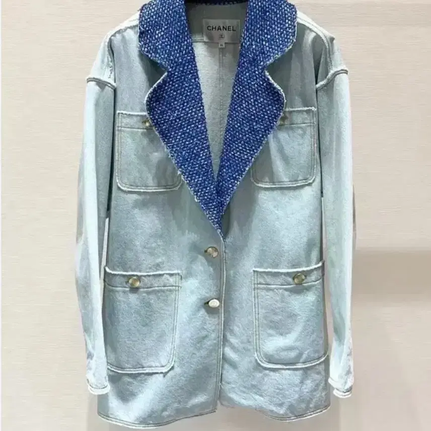 샤넬 CHANEL 다크블루 트위드 collared 데님자켓 사진 3