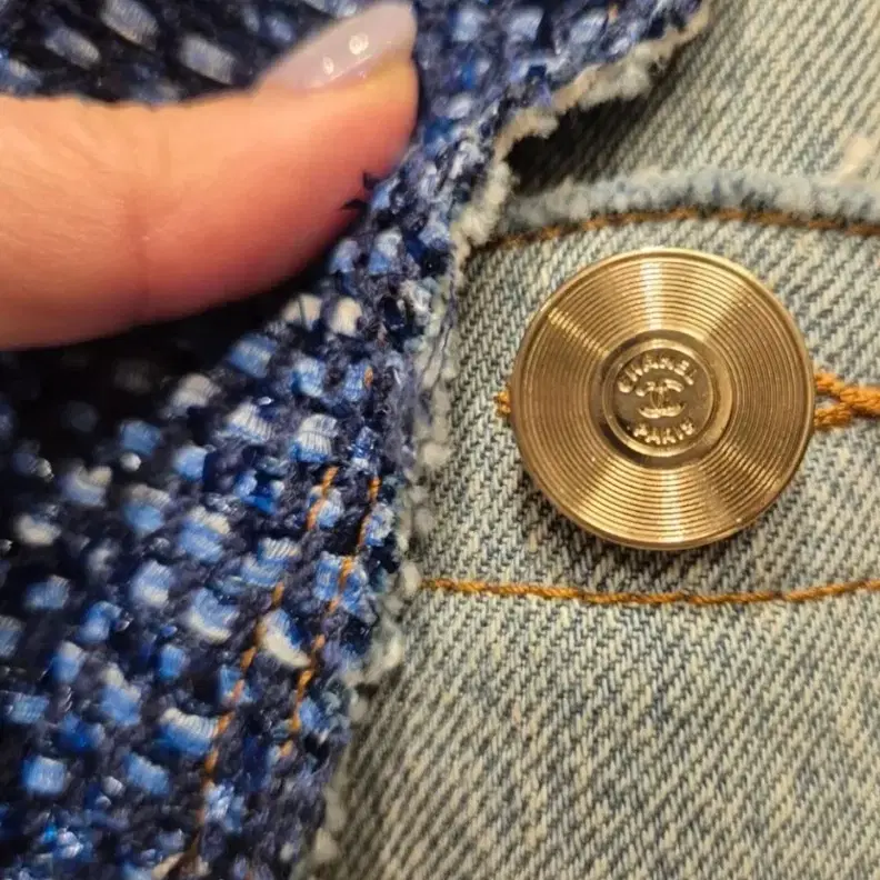 샤넬 CHANEL 다크블루 트위드 collared 데님자켓 사진 6
