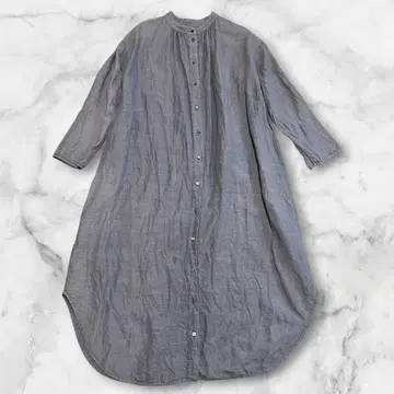 nest Robe 린넨 셔츠 원피스 밴드 카라 겉옷 린넨 100%
