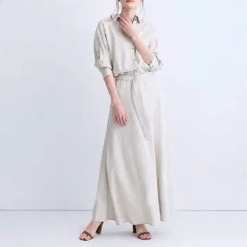새상품급 CADUNE 카듀네 세미 플레어 원피스 셔츠 원피스 36
